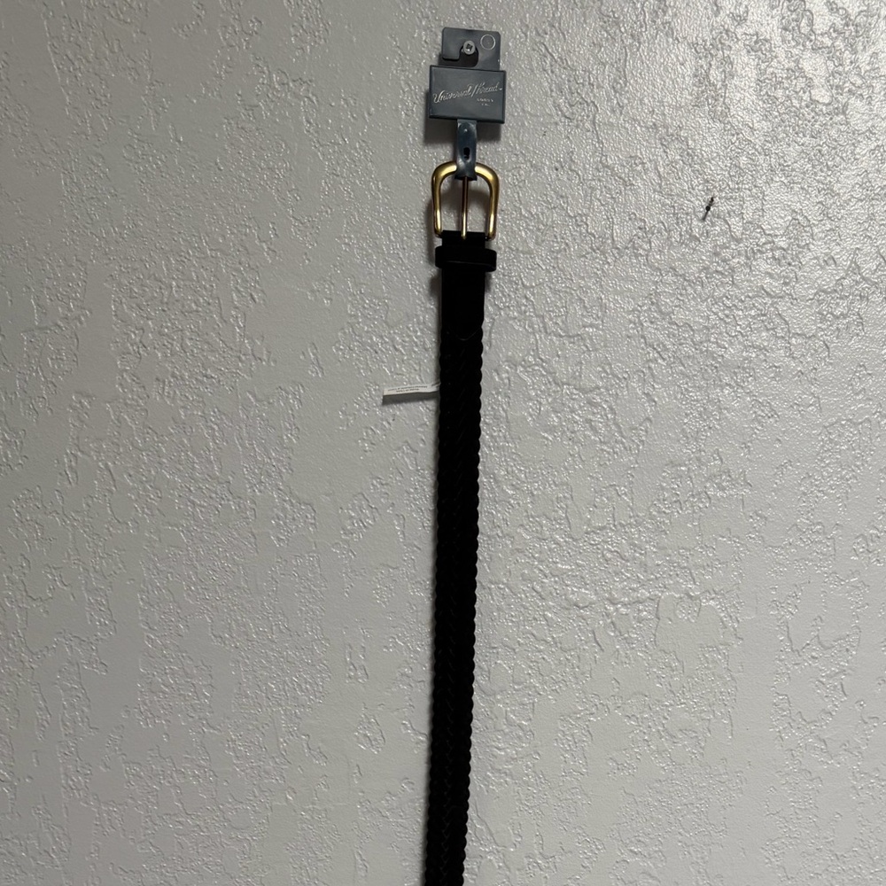 Universal Thread Braided Black Belt with Brushed Gold Buckle